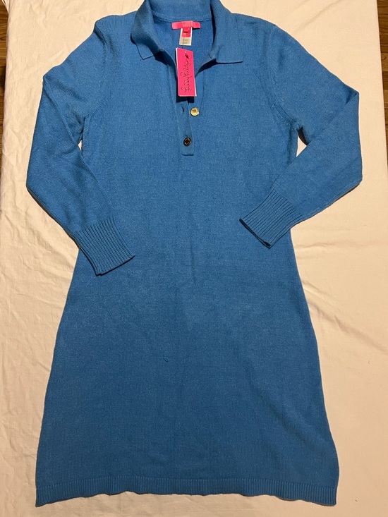 Lilly Pulitzer Sweaters - Lilly Pulitzer Bright Blue V-Neck Polo Sweater Dress